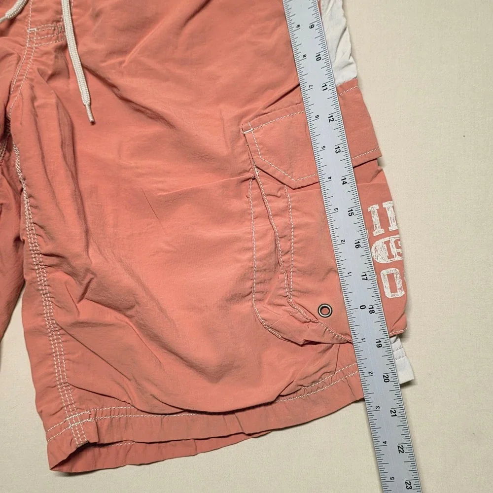 Life is Good Men Cargo Shorts Size Medium Faded Orange Mesh Lined